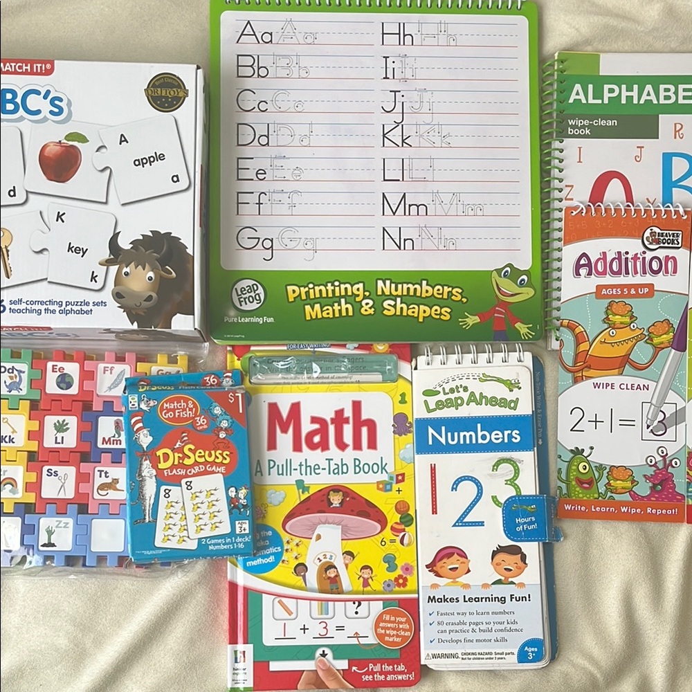 Green Printing, Numbers, Math & Shapes Activity Book for Kids